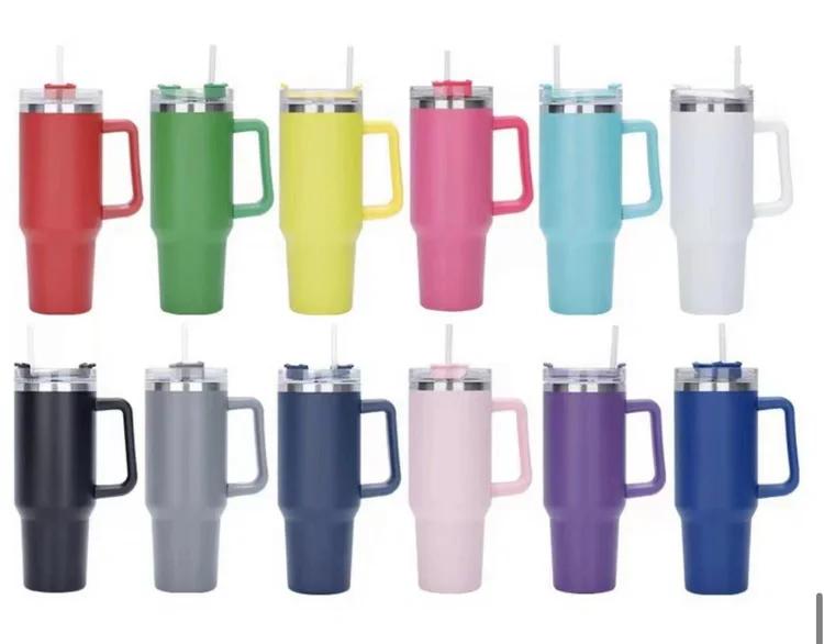 Large Capacity Insulated Tumblers with Handle and Straw