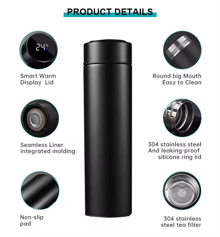 Sublimation Stainless Steel LED Temperature Display Sports Water Bottles Smart Thermos Water Bottle to Drink Water